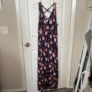 Blue Halter Sleeveless Sundress Maxi